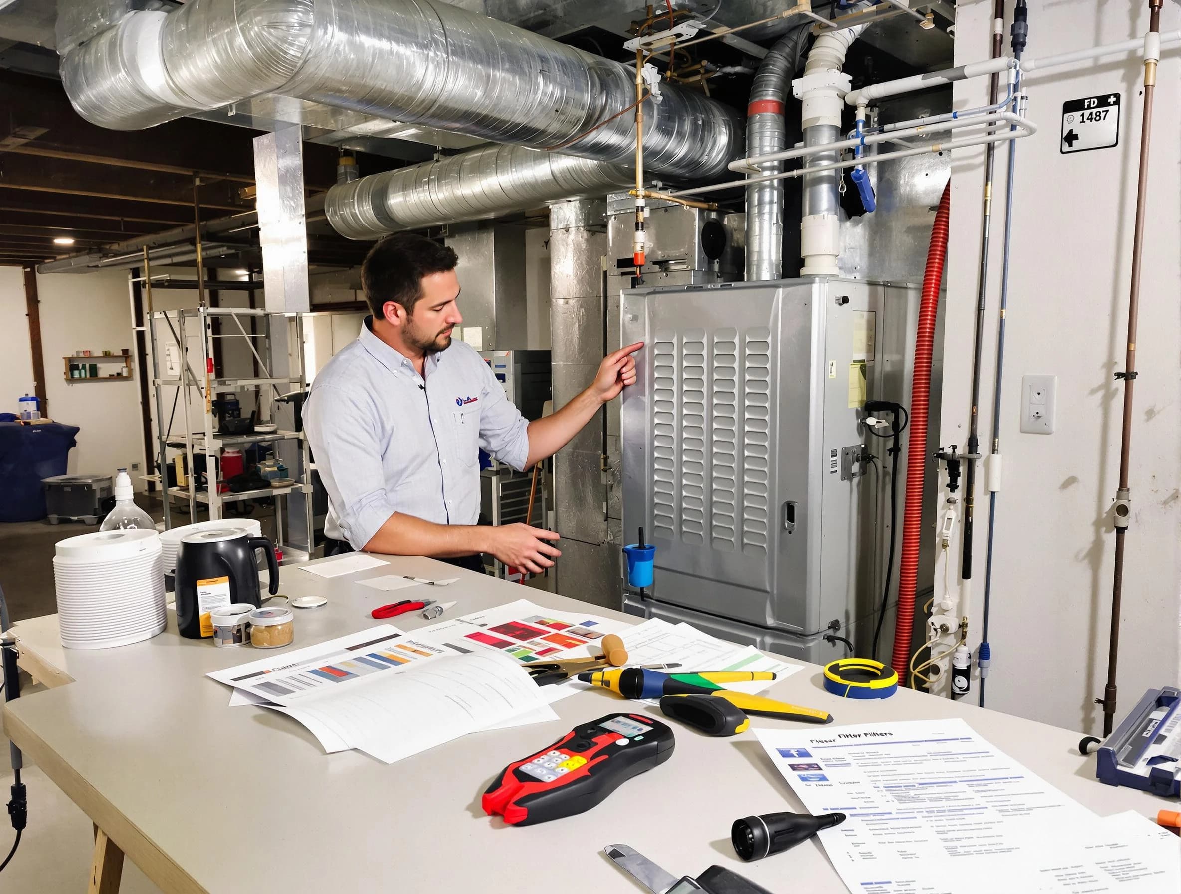 Brandermill Air Duct Cleaning inspector conducting detailed filter system evaluation using professional diagnostic tools in Brandermill