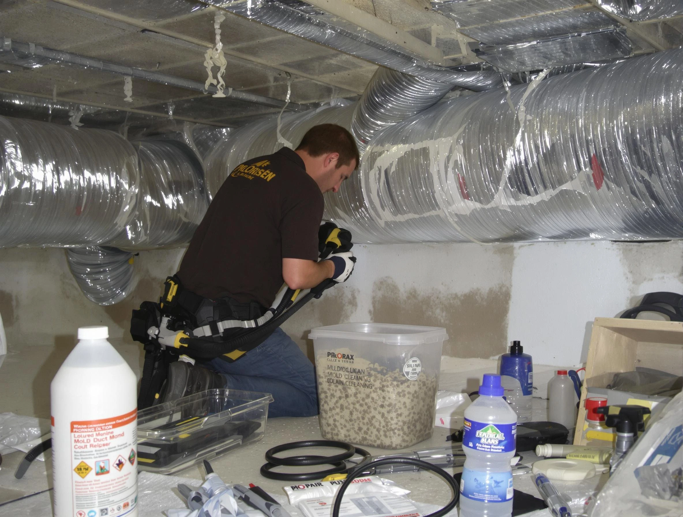 Brandermill Air Duct Cleaning specialist performing professional mold removal from air ducts in Brandermill