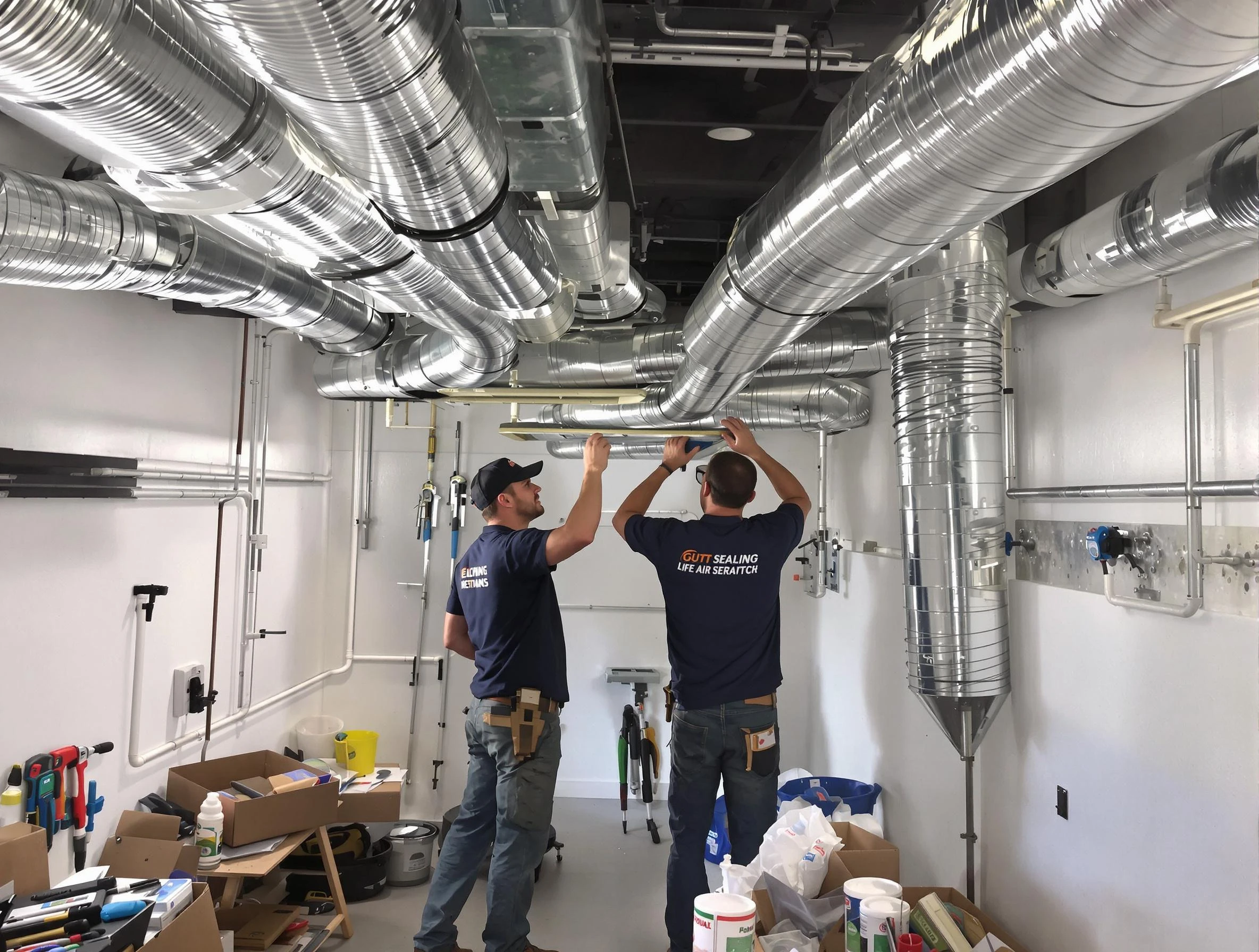 Brandermill Air Duct Cleaning technician applying professional duct sealing solutions in Brandermill