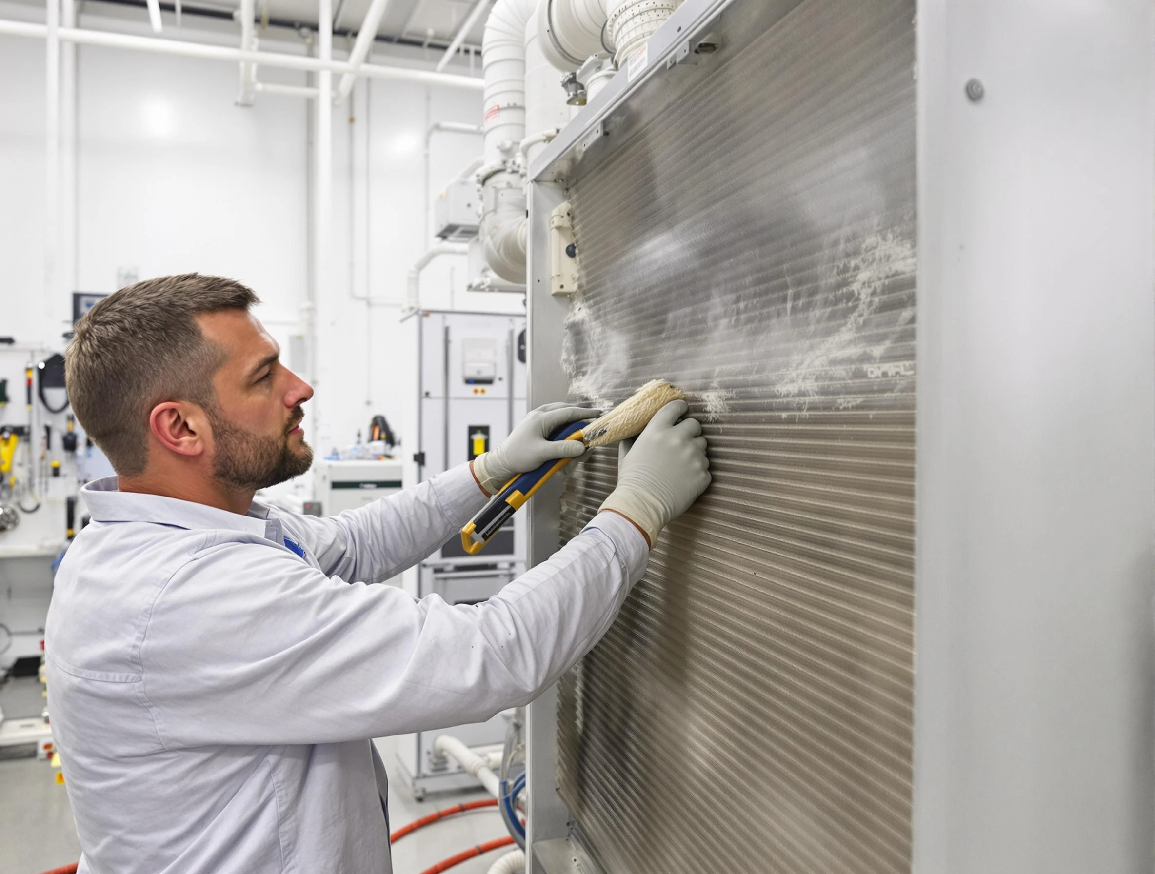 Brandermill Air Duct Cleaning technician performing precision commercial coil cleaning at a Brandermill business